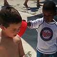 Children playing in water park