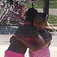 Children playing in water park